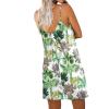 Ekouaer Womens Summer Casual Sleeveless Romper Adjustable Spaghetti Strap Shorts Jumpsuits with Pockets 2025 Clothes(Plant)