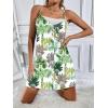 Ekouaer Womens Summer Casual Sleeveless Romper Adjustable Spaghetti Strap Shorts Jumpsuits with Pockets 2025 Clothes(Plant)