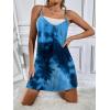 Ekouaer Womens Summer Casual Sleeveless Romper Adjustable Spaghetti Strap Shorts Jumpsuits with Pockets 2025 Clothes(Tie Dye Blue)