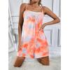 Ekouaer Womens Summer Casual Sleeveless Romper Adjustable Spaghetti Strap Shorts Jumpsuits with Pockets 2025 Clothes(Tie Dye Orange)