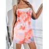 Ekouaer Womens Summer Casual Sleeveless Romper Adjustable Spaghetti Strap Shorts Jumpsuits with Pockets 2025 Clothes(Tie Dye Orange)