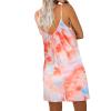 Ekouaer Womens Summer Casual Sleeveless Romper Adjustable Spaghetti Strap Shorts Jumpsuits with Pockets 2025 Clothes(Tie Dye Orange)