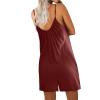 Ekouaer Womens Summer Casual Sleeveless Romper Adjustable Spaghetti Strap Shorts Jumpsuits with Pockets 2025 Clothes(Wine Red)