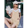 Ekouaer Womens Summer Casual Sleeveless Rompers Loose Spaghetti Strap Shorts Overalls Outfits 2025 Jumpsuits With Pockets(Khaki)