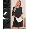 Ekouaer Zip Up Robes for Women Short Waffle Bathrobe Lightweight house coat 3/4 Sleeve Soft Nightgown with Pockets S-3XL(Black)