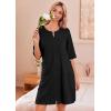 Ekouaer Zip Up Robes for Women Short Waffle Bathrobe Lightweight house coat 3/4 Sleeve Soft Nightgown with Pockets S-3XL(Black)