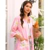 Ekouaer Zip Up Robes for Women Short Waffle Bathrobe Lightweight house coat 3/4 Sleeve Soft Nightgown with Pockets S-3XL(Floral Pink)