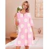 Ekouaer Zip Up Robes for Women Short Waffle Bathrobe Lightweight house coat 3/4 Sleeve Soft Nightgown with Pockets S-3XL(Floral Pink)