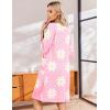 Ekouaer Zip Up Robes for Women Short Waffle Bathrobe Lightweight house coat 3/4 Sleeve Soft Nightgown with Pockets S-3XL(Floral Pink)