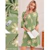 Ekouaer Zip Up Robes for Women Short Waffle Bathrobe Lightweight house coat 3/4 Sleeve Soft Nightgown with Pockets S-3XL(Green Floral)