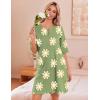 Ekouaer Zip Up Robes for Women Short Waffle Bathrobe Lightweight house coat 3/4 Sleeve Soft Nightgown with Pockets S-3XL(Green Floral)