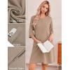 Ekouaer Zip Up Robes for Women Short Waffle Bathrobe Lightweight house coat 3/4 Sleeve Soft Nightgown with Pockets S-3XL(Khaki)