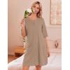 Ekouaer Zip Up Robes for Women Short Waffle Bathrobe Lightweight house coat 3/4 Sleeve Soft Nightgown with Pockets S-3XL(Khaki)