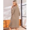 Ekouaer Zip Up Robes for Women Short Waffle Bathrobe Lightweight house coat 3/4 Sleeve Soft Nightgown with Pockets S-3XL(Khaki)