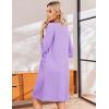 Ekouaer Zip Up Robes for Women Short Waffle Bathrobe Lightweight house coat 3/4 Sleeve Soft Nightgown with Pockets S-3XL(Lavender)