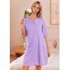 Ekouaer Zip Up Robes for Women Short Waffle Bathrobe Lightweight house coat 3/4 Sleeve Soft Nightgown with Pockets S-3XL(Lavender)