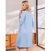 Ekouaer Zip Up Robes for Women Short Waffle Bathrobe Lightweight house coat 3/4 Sleeve Soft Nightgown with Pockets S-3XL(Light Blue)
