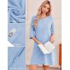 Ekouaer Zip Up Robes for Women Short Waffle Bathrobe Lightweight house coat 3/4 Sleeve Soft Nightgown with Pockets S-3XL(Light Blue)