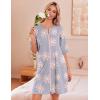 Ekouaer Zip Up Robes for Women Short Waffle Bathrobe Lightweight house coat 3/4 Sleeve Soft Nightgown with Pockets S-3XL(Light Purple Floral)