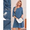 Ekouaer Zip Up Robes for Women Short Waffle Bathrobe Lightweight house coat 3/4 Sleeve Soft Nightgown with Pockets S-3XL(Navy)