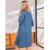 Ekouaer Zip Up Robes for Women Short Waffle Bathrobe Lightweight house coat 3/4 Sleeve Soft Nightgown with Pockets S-3XL(Navy)