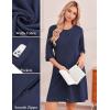 Ekouaer Zip Up Robes for Women Short Waffle Bathrobe Lightweight house coat 3/4 Sleeve Soft Nightgown with Pockets S-3XL(Navy Blue)