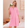Ekouaer Zip Up Robes for Women Short Waffle Bathrobe Lightweight house coat 3/4 Sleeve Soft Nightgown with Pockets S-3XL(Pink)