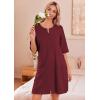 Ekouaer Zip Up Robes for Women Short Waffle Bathrobe Lightweight house coat 3/4 Sleeve Soft Nightgown with Pockets S-3XL(Red)