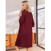 Ekouaer Zip Up Robes for Women Short Waffle Bathrobe Lightweight house coat 3/4 Sleeve Soft Nightgown with Pockets S-3XL(Red)