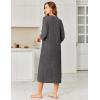 Ekouaer Zipper Robes for Women 3/4 Sleeve Bathrobe Lightweight House Coats for Women with Pockets Long Moo Moo Nightgown(Deep Gray)