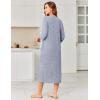 Ekouaer Zipper Robes for Women 3/4 Sleeve Bathrobe Lightweight House Coats for Women with Pockets Long Moo Moo Nightgown(Light Blue)