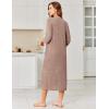 Ekouaer Zipper Robes for Women 3/4 Sleeve Bathrobe Lightweight House Coats for Women with Pockets Long Moo Moo Nightgown(Light Brown)