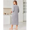 Ekouaer Zipper Robes for Women 3/4 Sleeve Bathrobe Lightweight House Coats for Women with Pockets Long Moo Moo Nightgown(Light Gray)
