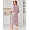 Ekouaer Zipper Robes for Women 3/4 Sleeve Bathrobe Lightweight House Coats for Women with Pockets Long Moo Moo Nightgown(Light Pink)