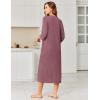 Ekouaer Zipper Robes for Women 3/4 Sleeve Bathrobe Lightweight House Coats for Women with Pockets Long Moo Moo Nightgown(Wine Red)