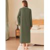 Ekouaer Zipper Robes for Women Long Waffle Knit Bathrobe Lightweight Long Sleeves Robe Soft Sleepwear with Pockets S-XXL(Army Green)