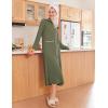 Ekouaer Zipper Robes for Women Long Waffle Knit Bathrobe Lightweight Long Sleeves Robe Soft Sleepwear with Pockets S-XXL(Army Green)