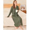 Ekouaer Zipper Robes for Women Long Waffle Knit Bathrobe Lightweight Long Sleeves Robe Soft Sleepwear with Pockets S-XXL(Army Green)