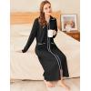 Ekouaer Zipper Robes for Women Long Waffle Knit Bathrobe Lightweight Long Sleeves Robe Soft Sleepwear with Pockets S-XXL(Black)