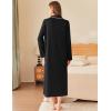 Ekouaer Zipper Robes for Women Long Waffle Knit Bathrobe Lightweight Long Sleeves Robe Soft Sleepwear with Pockets S-XXL(Black)