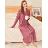 Ekouaer Zipper Robes for Women Long Waffle Knit Bathrobe Lightweight Long Sleeves Robe Soft Sleepwear with Pockets S-XXL(Caramel)