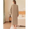 Ekouaer Zipper Robes for Women Long Waffle Knit Bathrobe Lightweight Long Sleeves Robe Soft Sleepwear with Pockets S-XXL(Khaki)