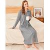 Ekouaer Zipper Robes for Women Long Waffle Knit Bathrobe Lightweight Long Sleeves Robe Soft Sleepwear with Pockets S-XXL(Light Gray)