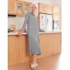 Ekouaer Zipper Robes for Women Long Waffle Knit Bathrobe Lightweight Long Sleeves Robe Soft Sleepwear with Pockets S-XXL(Light Gray)