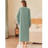 Ekouaer Zipper Robes for Women Long Waffle Knit Bathrobe Lightweight Long Sleeves Robe Soft Sleepwear with Pockets S-XXL(Mint Green)