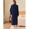 Ekouaer Zipper Robes for Women Long Waffle Knit Bathrobe Lightweight Long Sleeves Robe Soft Sleepwear with Pockets S-XXL(Navy Blue)