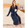 Ekouaer Zipper Robes for Women Long Waffle Knit Bathrobe Lightweight Long Sleeves Robe Soft Sleepwear with Pockets S-XXL(Navy Blue)