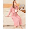 Ekouaer Zipper Robes for Women Long Waffle Knit Bathrobe Lightweight Long Sleeves Robe Soft Sleepwear with Pockets S-XXL(Pink)