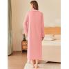 Ekouaer Zipper Robes for Women Long Waffle Knit Bathrobe Lightweight Long Sleeves Robe Soft Sleepwear with Pockets S-XXL(Pink)