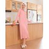 Ekouaer Zipper Robes for Women Long Waffle Knit Bathrobe Lightweight Long Sleeves Robe Soft Sleepwear with Pockets S-XXL(Pink)